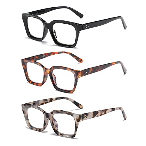 NaNaKo 3 Pack Reading Glasses for Women - Oversized Square Ladies Reader Eyeg...
