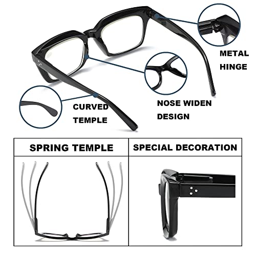 NaNaKo 3 Pack Reading Glasses for Women - Oversized Square Ladies Reader Eyeg...