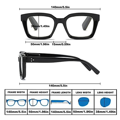 NaNaKo 3 Pack Reading Glasses for Women - Oversized Square Ladies Reader Eyeg...