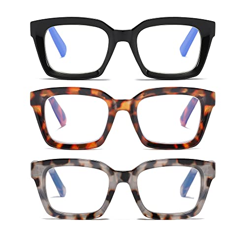 NaNaKo 3 Pack Reading Glasses for Women - Oversized Square Ladies Reader Eyeg...