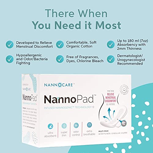 NannoPad Organic Pantyliners - Unscented Organic Cotton Thin Pads – Feminine ...