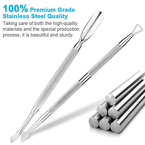 2PCS Cuticle Pusher and Cutter Set, Triangle Cuticle Nail Pusher Peeler Scrap...