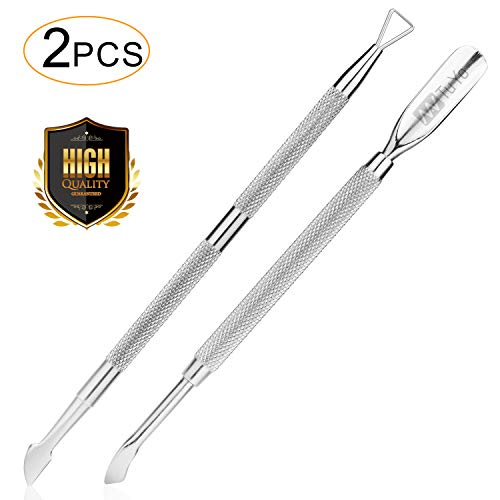 2PCS Cuticle Pusher and Cutter Set, Triangle Cuticle Nail Pusher Peeler Scrap...