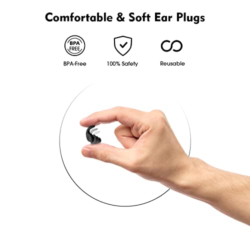 Naradoo Ear Plugs for Sleeping,Reusable Noise Reduction Earplugs with 40dB Hi...