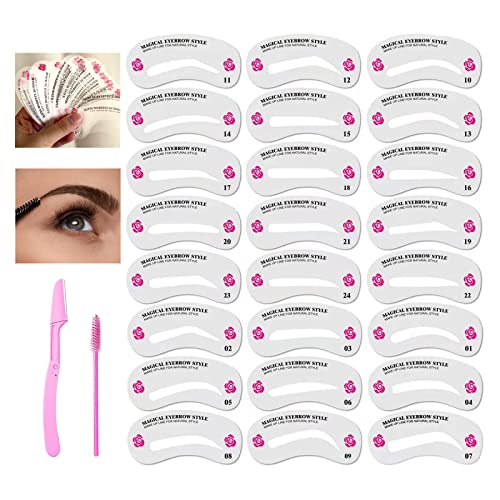 Eyebrow stencil shaping kit for perfect female eyebrows 24 pieces reusable ey...