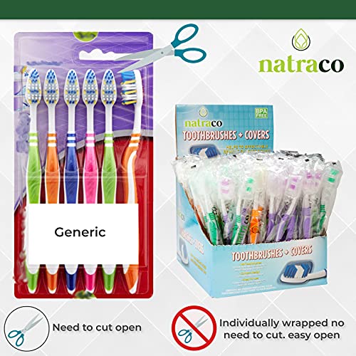 Bulk Toothbrush Pack With Covers | Premium Quality Individually Wrapped Color...