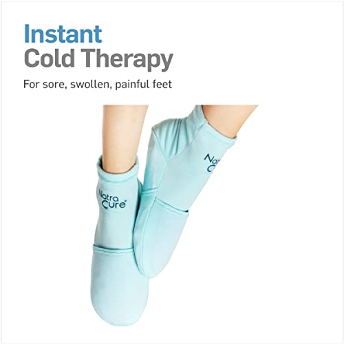 NatraCure Cold Therapy Socks - Reusable Gel Ice Frozen Slippers for Feet, Hee...
