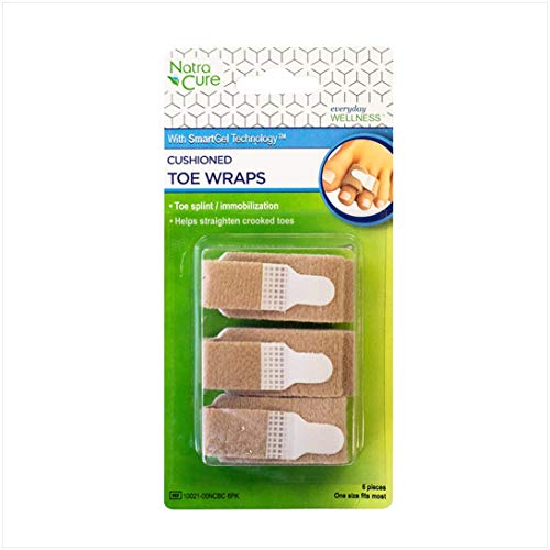 NatraCure Cushioned Toe Wraps - 6 PACK - (May help Broken Toes, Straightening...