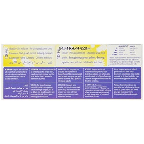 Natrcare Tampons Non-Applicator Regular 20 Ct, Set of 4