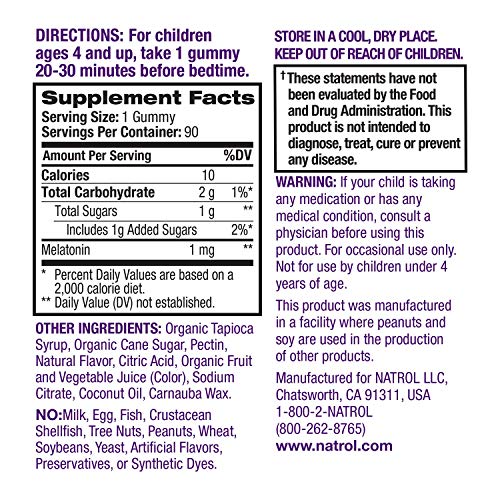 Natrol Kids Melatonin Sleep Aid Gummy, Fall Asleep Faster, 100% Drug-Free and...