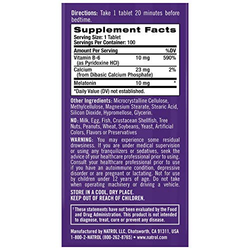 Natrol Melatonin Advanced Sleep Tablets with Vitamin B6, Helps You Fall Aslee...
