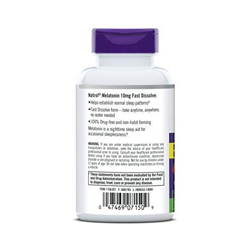 Natrol Melatonin Fast Dissolve Tablets, Helps You Fall Asleep Faster, Stay As...