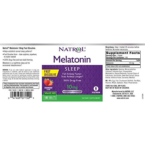 Natrol Melatonin Fast Dissolve Tablets, Helps You Fall Asleep Faster, Stay As...