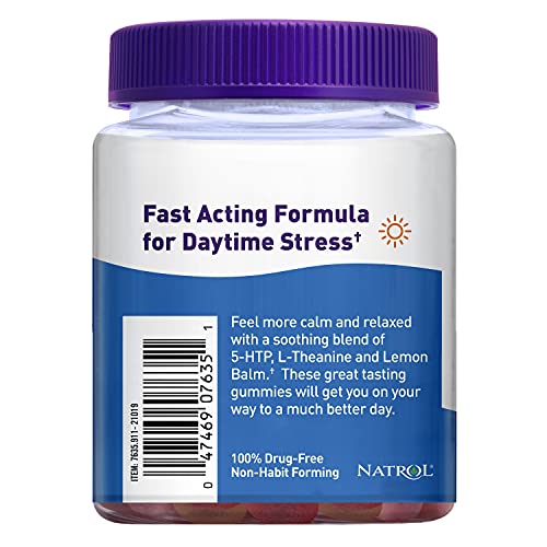 Natrol Relax+ Day Calm Daily Stress Relief Gummies, Fruit Punch Flavor, 60 Gu...
