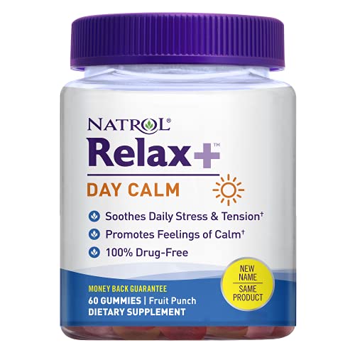 Natrol Relax+ Day Calm Daily Stress Relief Gummies, Fruit Punch Flavor, 60 Gu...