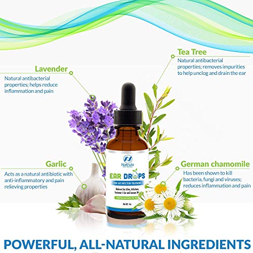 Natrulo Natural Ear Drops for Ear Infection Treatment - Homeopathic, Herbal E...