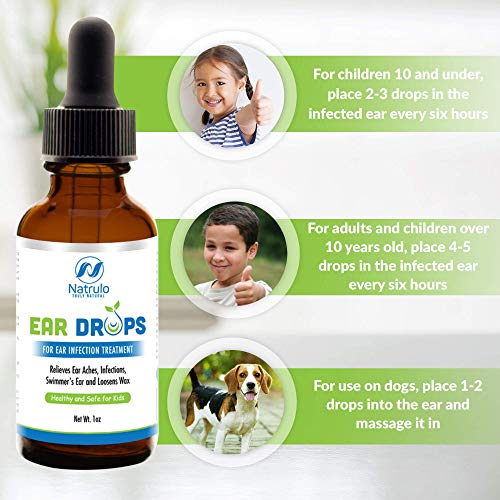 Natrulo Natural Ear Drops for Ear Infection Treatment - Homeopathic, Herbal E...