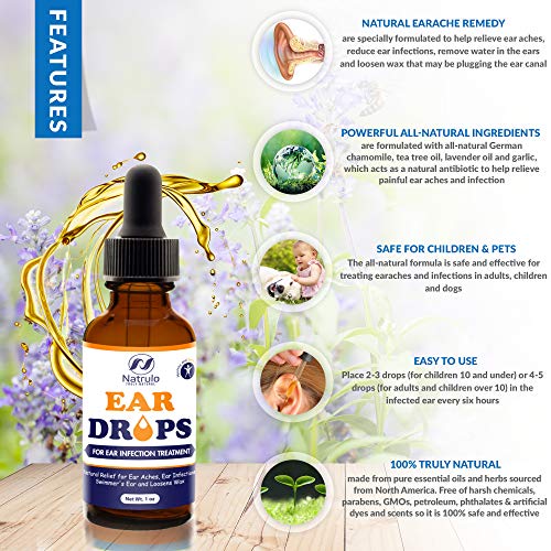 Natural Ear Drops for Ear Infection Treatment – Herbal Eardrops for Adults, C...