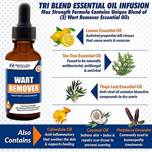Natural Wart Remover Treatment Liquid Drops – Fast, Safe for Kids, Maximum St...