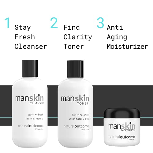 Skincare Kit for Men by Natural Outcome - Anti Aging Daily 3 Step Face Care R...