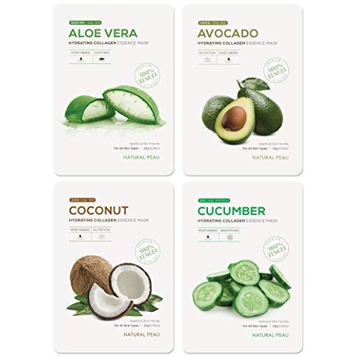 [8 Variety Packs] Natural Peau Hydrating Collagen Essence Face Mask (28 g / 0...