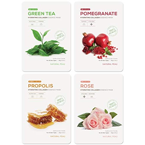 [8 Variety Packs] Natural Peau Hydrating Collagen Essence Face Mask (28 g / 0...