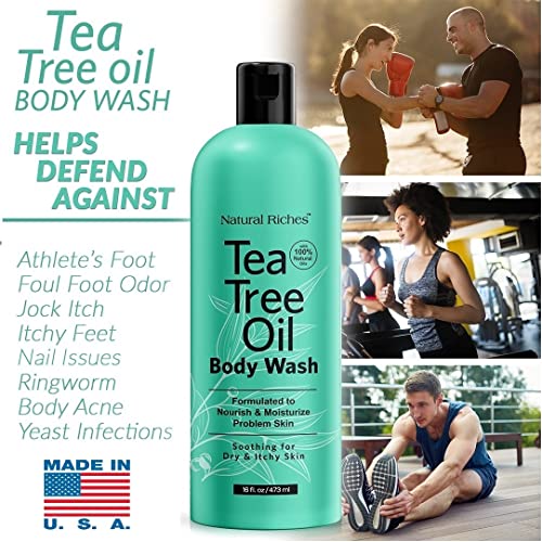 Natural Riches Tea Tree Body Wash - Body Soap to Fight Jock Itch, Itchy Skin,...