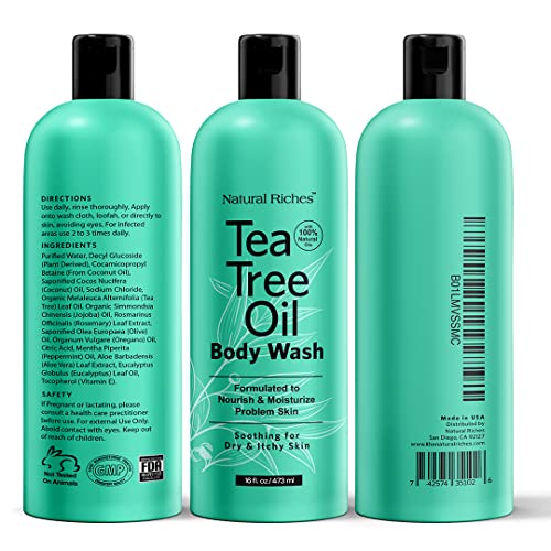 Natural Riches Tea Tree Body Wash - Body Soap to Fight Jock Itch, Itchy Skin,...
