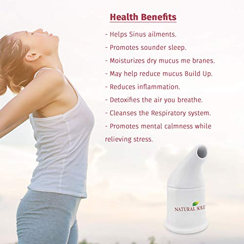 Natural Solution Ceramic Salt Inhaler with 2 Himalayan Pink Salt Refills, Rel...