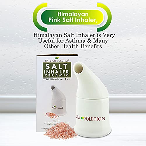 Natural Solution Ceramic Salt Inhaler with 2 Himalayan Pink Salt Refills, Rel...