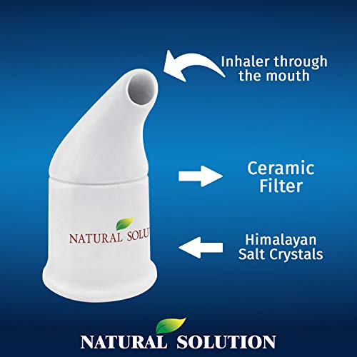 Natural Solution Ceramic Salt Inhaler with 2 Himalayan Pink Salt Refills, Rel...