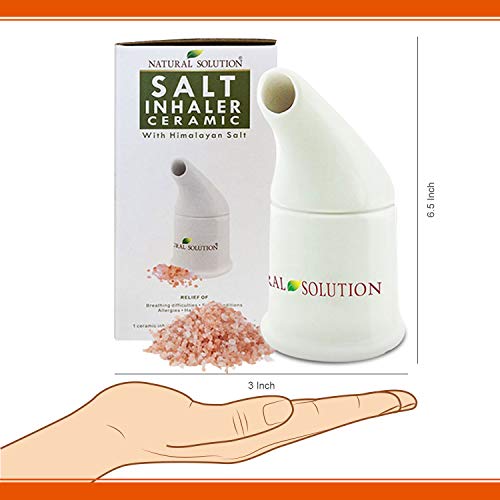 Natural Solution Ceramic Salt Inhaler with 2 Himalayan Pink Salt Refills, Rel...