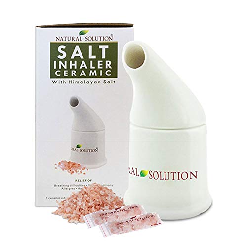 Natural Solution Ceramic Salt Inhaler with 2 Himalayan Pink Salt Refills, Rel...