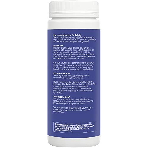 Natural Vitality Calm, Magnesium Citrate Supplement, Anti-Stress Drink Mix Po...