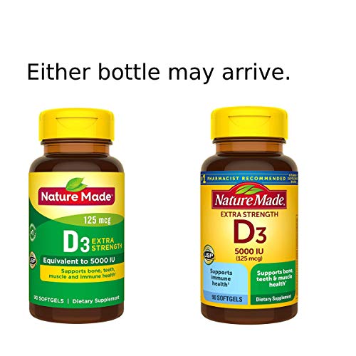 Nature Made Extra Strength Vitamin D3 5000 IU (125 mcg), Dietary Supplement f...