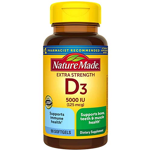 Nature Made Extra Strength Vitamin D3 5000 IU (125 mcg), Dietary Supplement f...