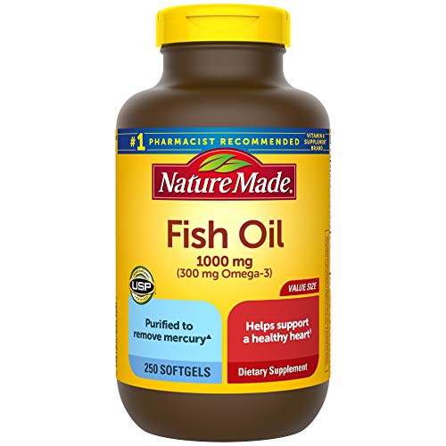 Nature Made Fish Oil 1000 mg, 250 Softgels Value Size, Fish Oil Omega 3 Suppl...