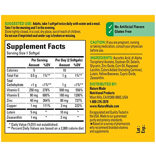 Nature Made Vision with AREDS 2 Formula, Eye Vitamins with Lutein & Zeaxanthi...
