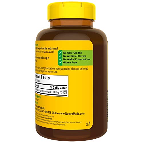Nature Made Vitamin E 180 mg (400 IU) dl-Alpha, Dietary Supplement for Antiox...