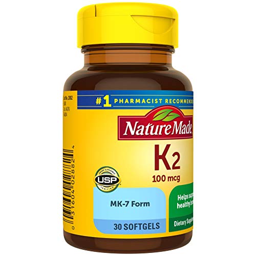 Nature Made Vitamin K2 100 mcg, Dietary Supplement for Bone Support, 30 Softg...