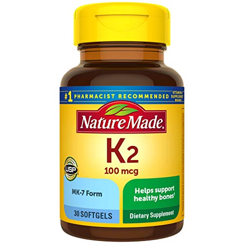 Nature Made Vitamin K2 100 mcg, Dietary Supplement for Bone Support, 30 Softg...