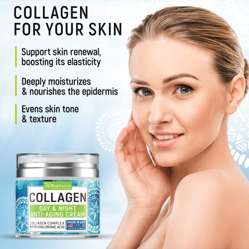 Collagen Cream - Anti Aging Face Moisturizer - Day & Night - Made in USA - Na...
