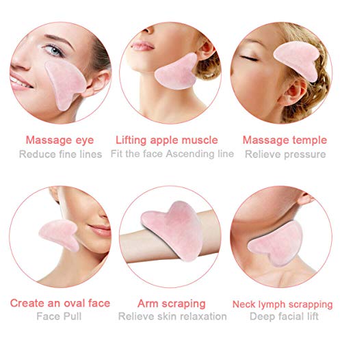 Gua Sha Facial Tools,Rose Quartz Gua Sha Scraper Board Scraping Gua Sha Massa...