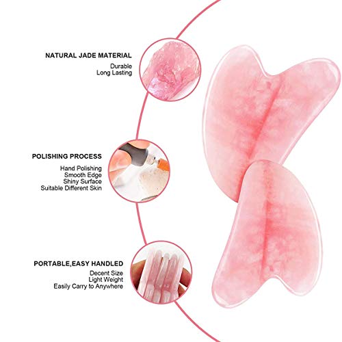 Gua Sha Facial Tools,Rose Quartz Gua Sha Scraper Board Scraping Gua Sha Massa...