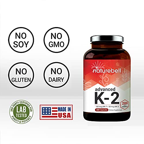 Full Spectrum Vitamin K2 Supplement with MK-7 & MK-4, 200 mcg, 200 Capsules, ...