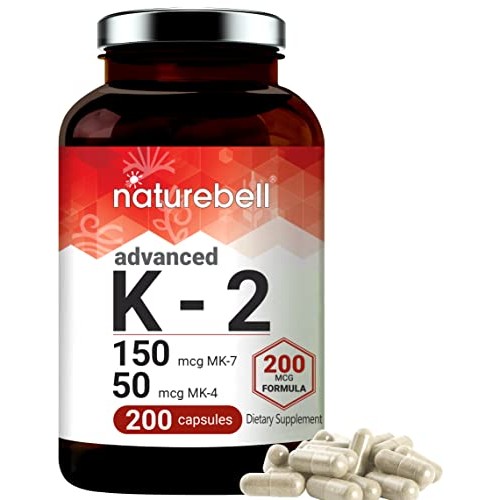 Full Spectrum Vitamin K2 Supplement with MK-7 & MK-4, 200 mcg, 200 Capsules, ...