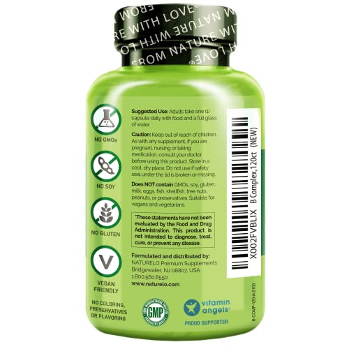 NATURELO B Complex - Whole Food Complex with Vitamin B6, Folate, B12, Biotin ...