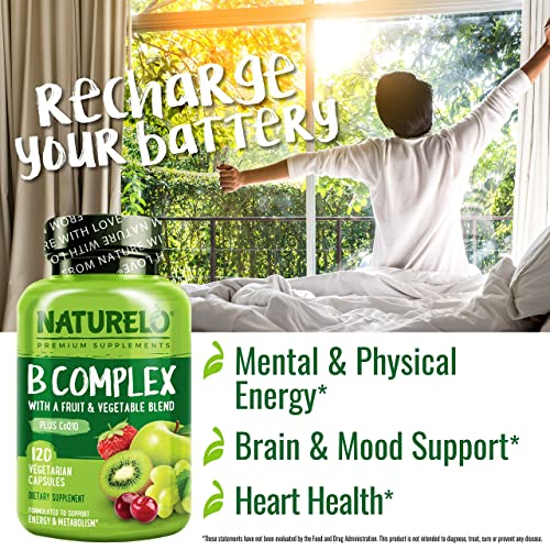 NATURELO B Complex - Whole Food Complex with Vitamin B6, Folate, B12, Biotin ...