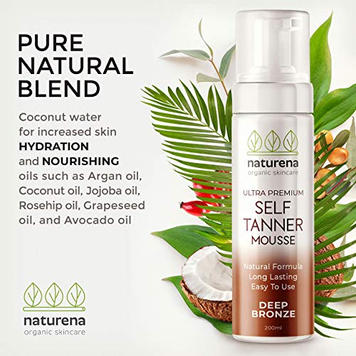 Naturena Self Tanner Tanning Mousse with Organic & Natural Ingredients, Tanni...