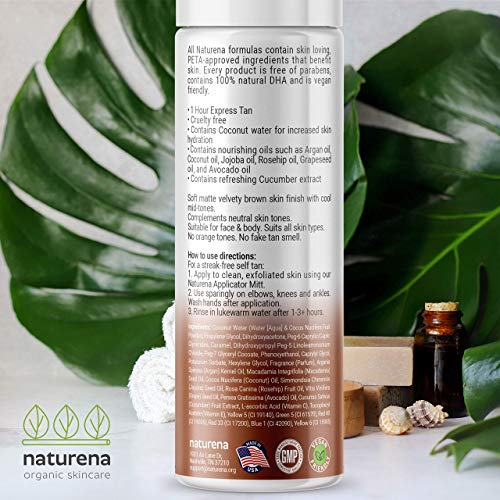 Naturena Self Tanner Tanning Mousse with Organic & Natural Ingredients, Tanni...
